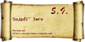 Sajgó Imre névjegykártya